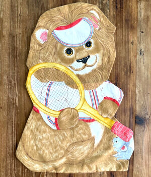 Vintage Cut & Sew Fabric Panel Spring Mills Tennis Lion 7548 Pillow Not Stuffed
